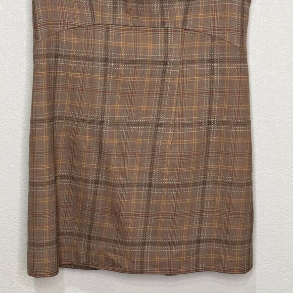Pendleton Shift Dress Size 10 $198 Brown Plaid Wool Blend Jumper Sleeveless - Picture 4 of 7